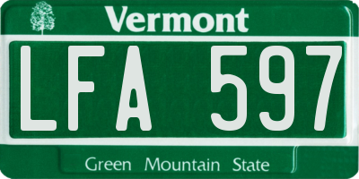 VT license plate LFA597