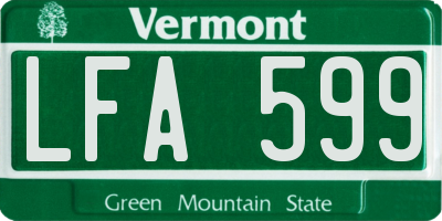 VT license plate LFA599