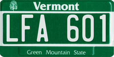 VT license plate LFA601