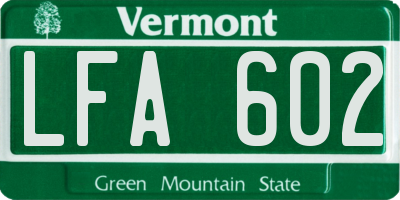 VT license plate LFA602