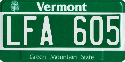 VT license plate LFA605