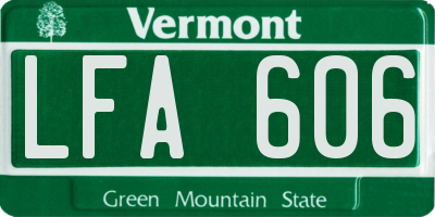 VT license plate LFA606
