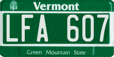 VT license plate LFA607