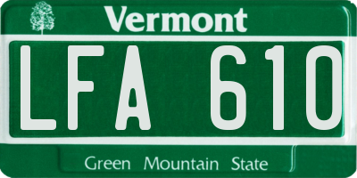 VT license plate LFA610