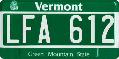 VT license plate LFA612