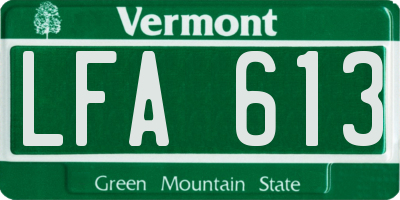 VT license plate LFA613