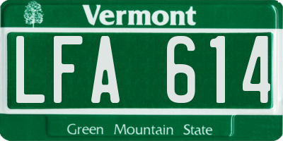 VT license plate LFA614
