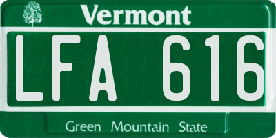 VT license plate LFA616