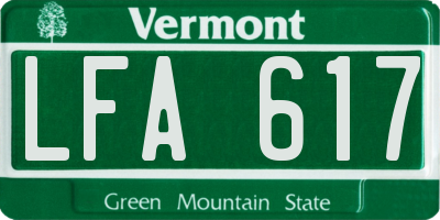 VT license plate LFA617