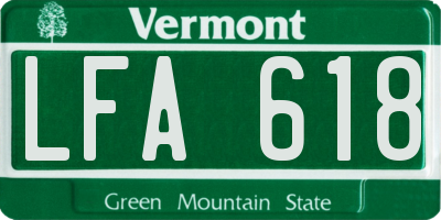 VT license plate LFA618