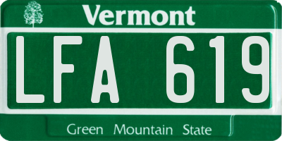 VT license plate LFA619