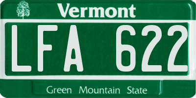 VT license plate LFA622
