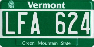 VT license plate LFA624