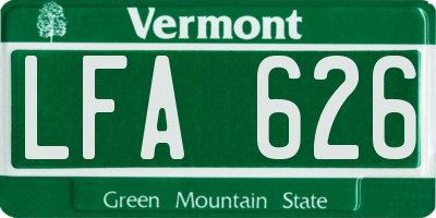 VT license plate LFA626
