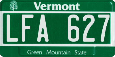 VT license plate LFA627