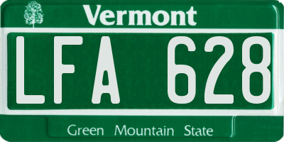 VT license plate LFA628