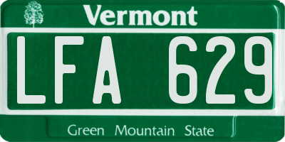 VT license plate LFA629