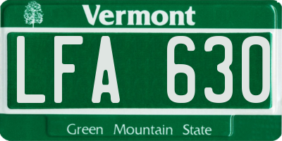 VT license plate LFA630