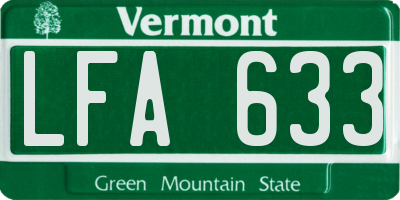 VT license plate LFA633