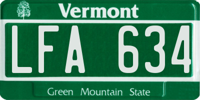 VT license plate LFA634