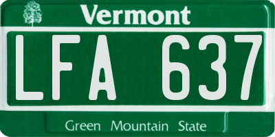 VT license plate LFA637