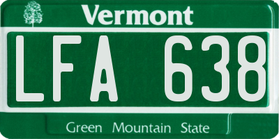 VT license plate LFA638