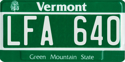 VT license plate LFA640