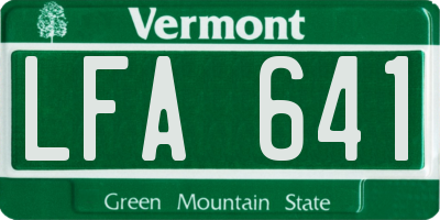VT license plate LFA641