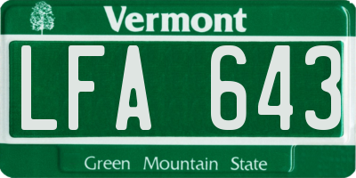 VT license plate LFA643