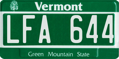 VT license plate LFA644