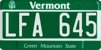 VT license plate LFA645