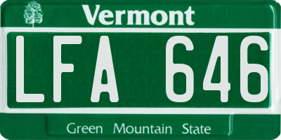 VT license plate LFA646