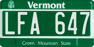 VT license plate LFA647