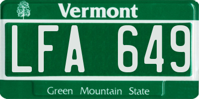 VT license plate LFA649
