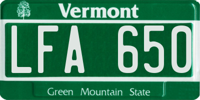 VT license plate LFA650