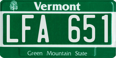 VT license plate LFA651