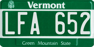 VT license plate LFA652