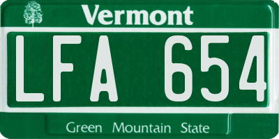 VT license plate LFA654