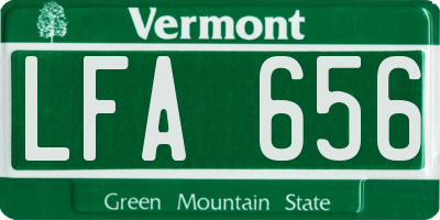 VT license plate LFA656