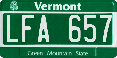 VT license plate LFA657