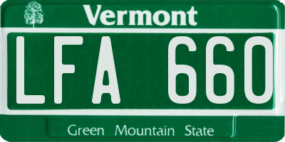 VT license plate LFA660