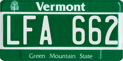 VT license plate LFA662