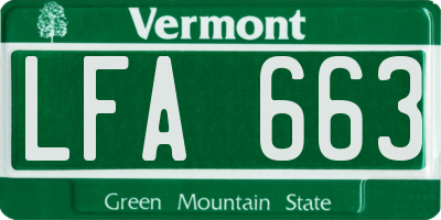 VT license plate LFA663