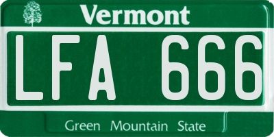 VT license plate LFA666