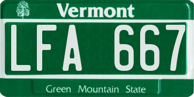 VT license plate LFA667