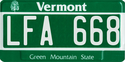 VT license plate LFA668
