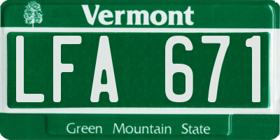 VT license plate LFA671