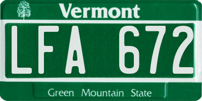 VT license plate LFA672