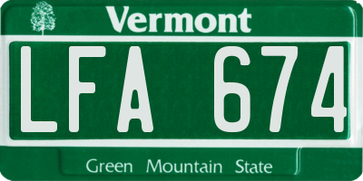 VT license plate LFA674