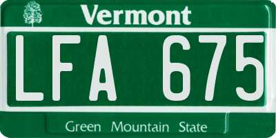 VT license plate LFA675